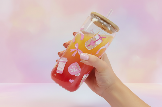 Glass Coffee Bow Cup (16oz)