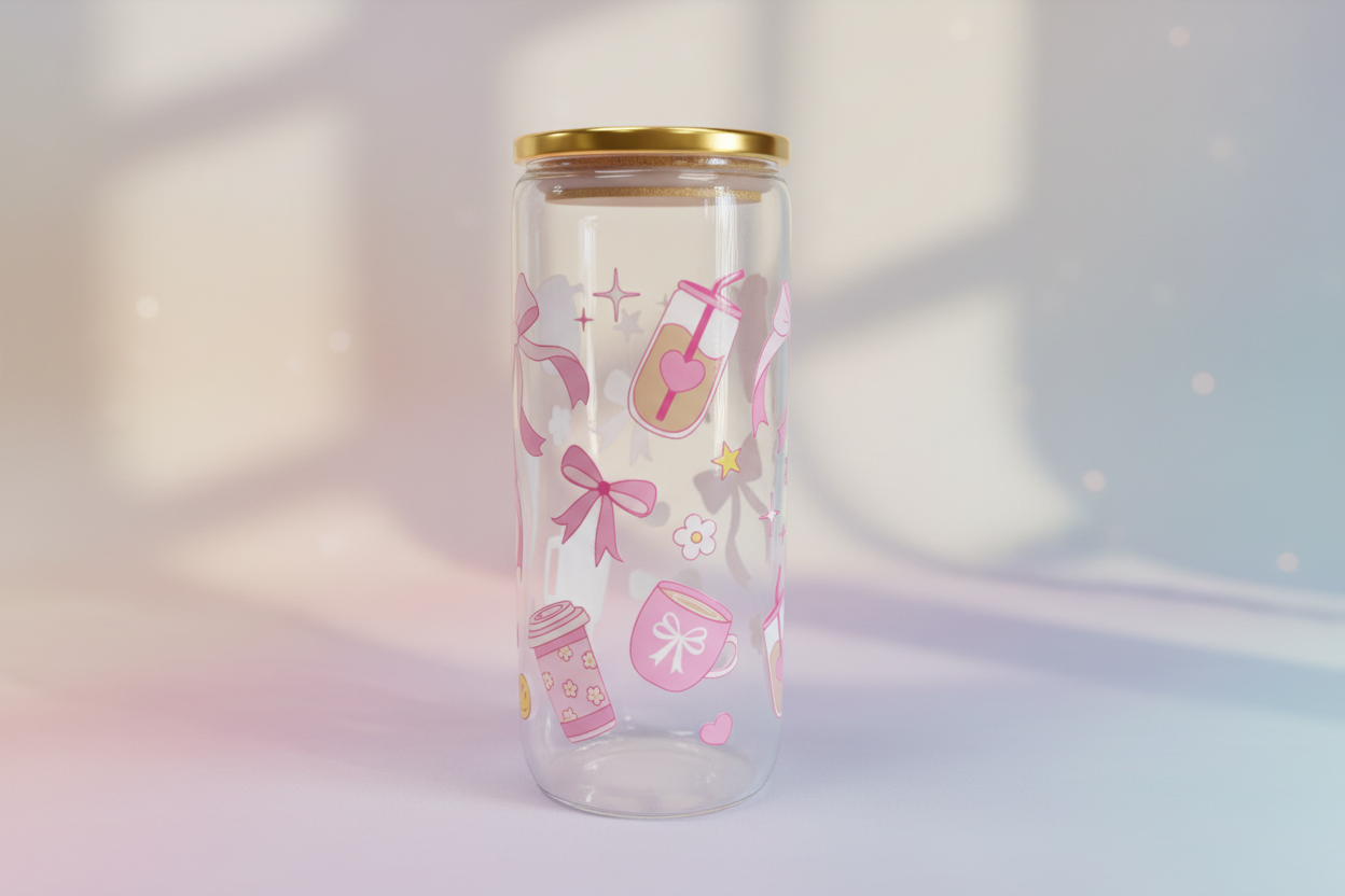 Glass Coffee Bow Cup (16oz)