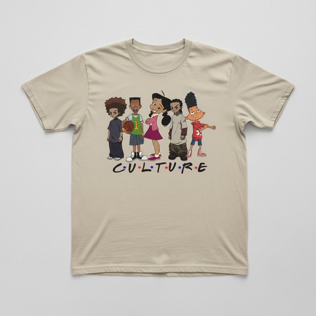 Beige shirt with CULTURE cartoon design