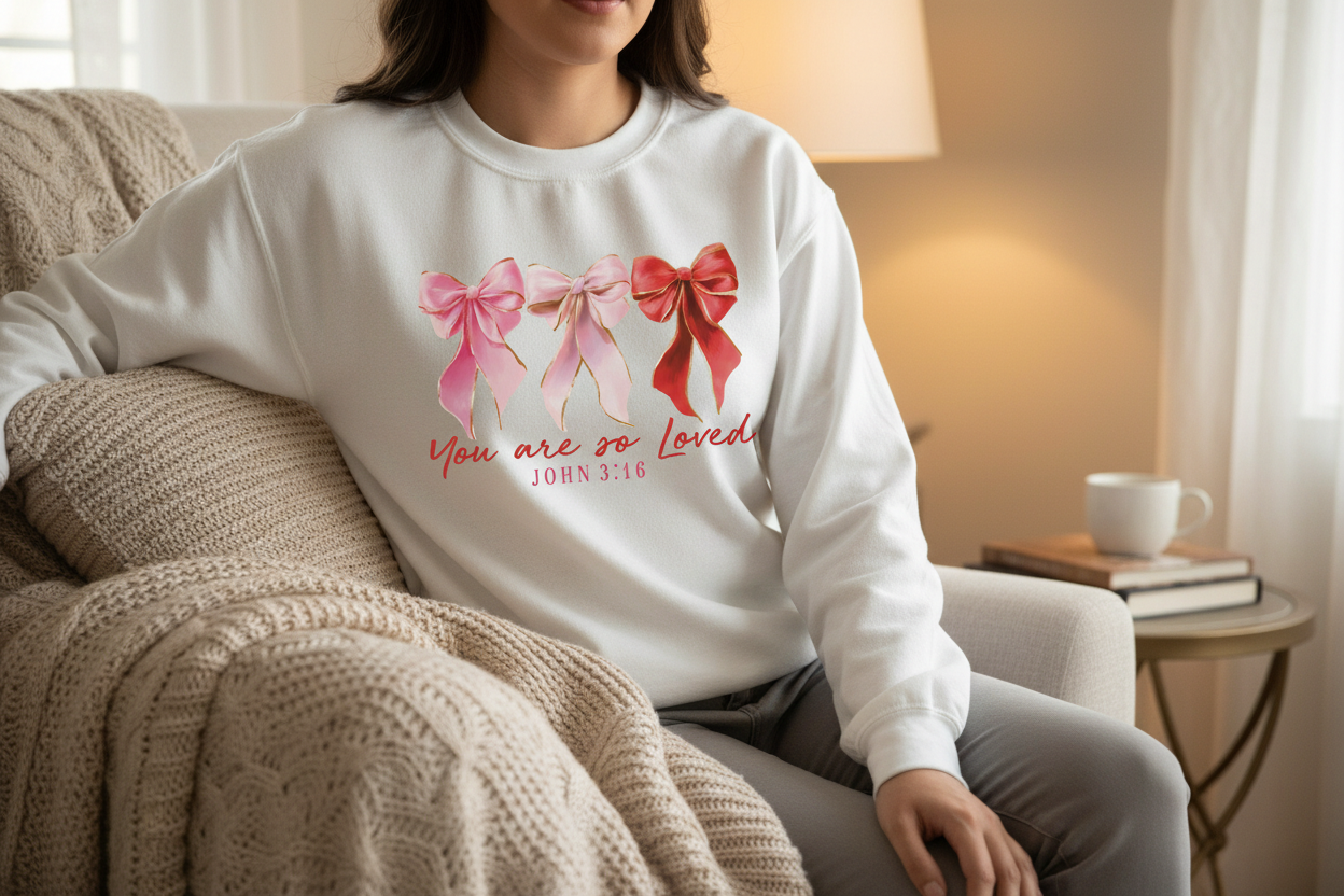 You are so loved - White Sweatshirt Worn